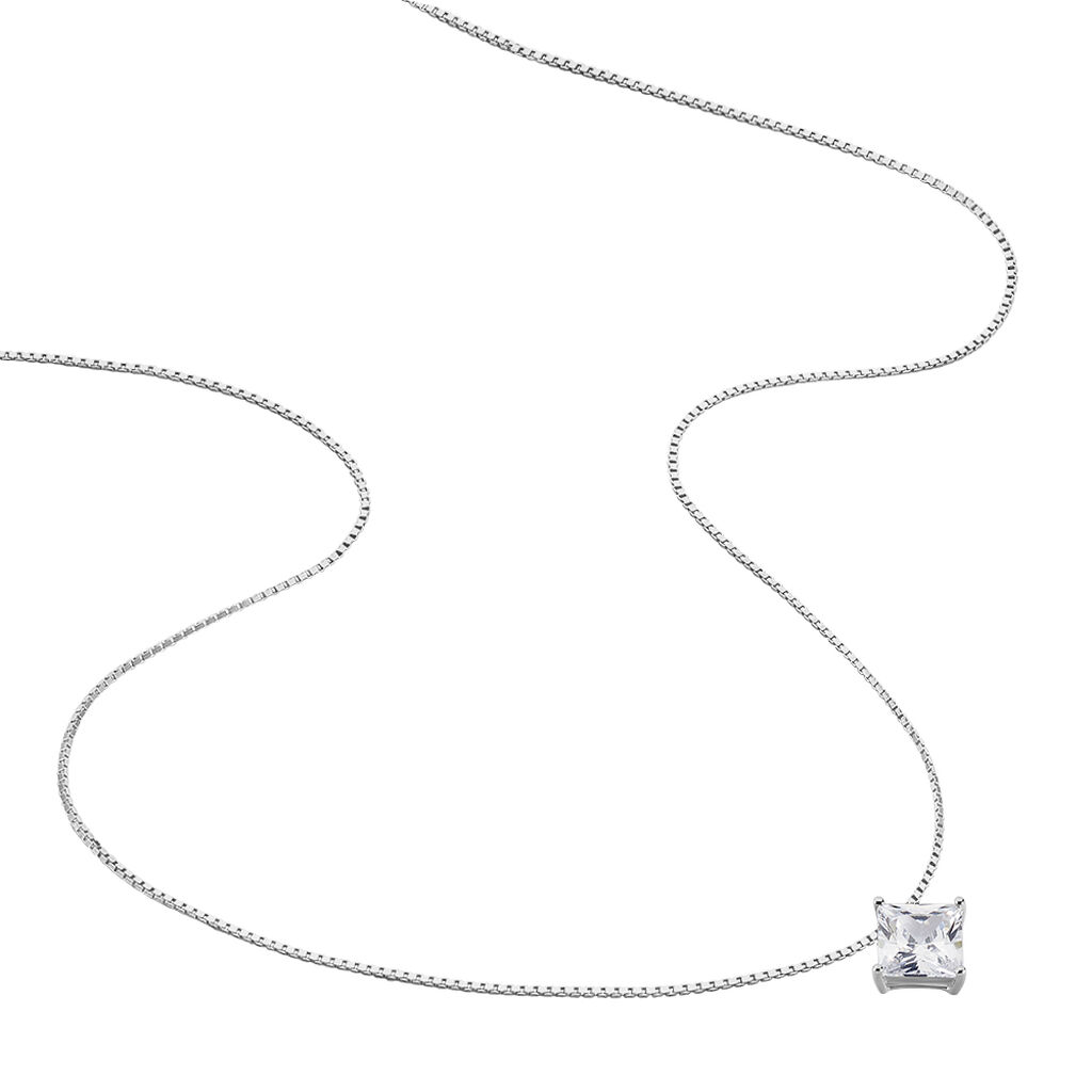 Damen Collier Silber 925 Zirkonia Viereck - Halsketten Damen | OROVIVO