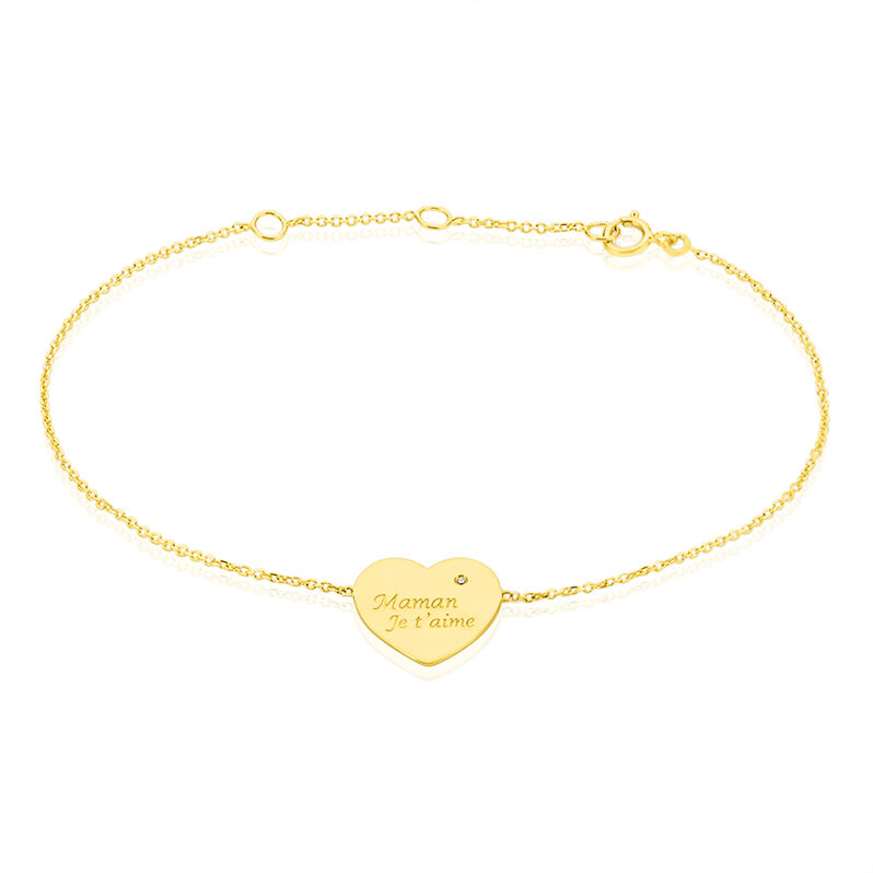Bracelet Anelia Or Jaune Cœur Diamant - Spannringe Damen | OROVIVO