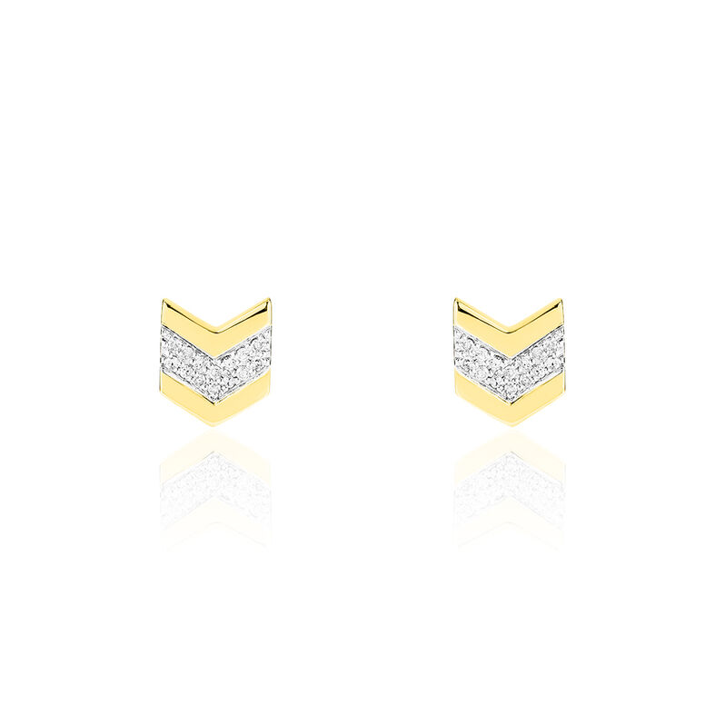 Boucles D'oreilles Puces Or Jaune Diamant - Spannringe Damen | OROVIVO