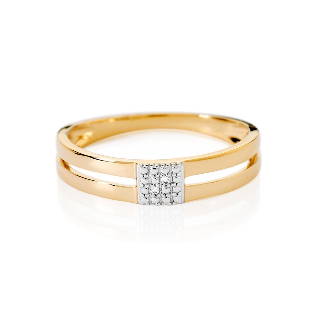 MINELLE Damen Ring Gold 375 (9 Karat) Diamant Weiß 0,01 ct Viereck, Ring mit Stein