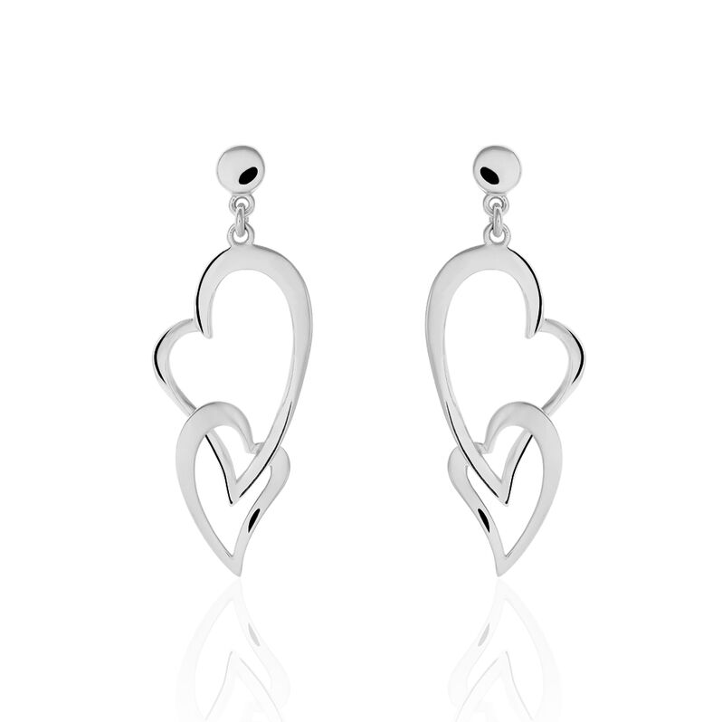 Damen Ohrringe Lang Silber 925 Doppelherz - Ohrringe Damen | OROVIVO