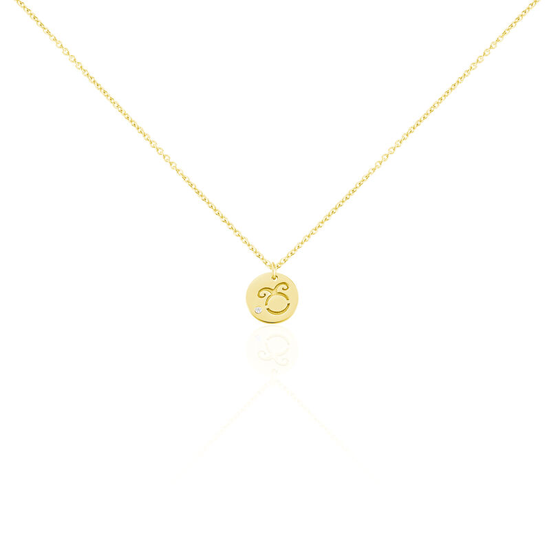 STERNZEICHEN 7 Damen Collier Silber vergoldet 925 Zirkonia Weiß 0,04 ct Stier - Halsketten Damen | OROVIVO