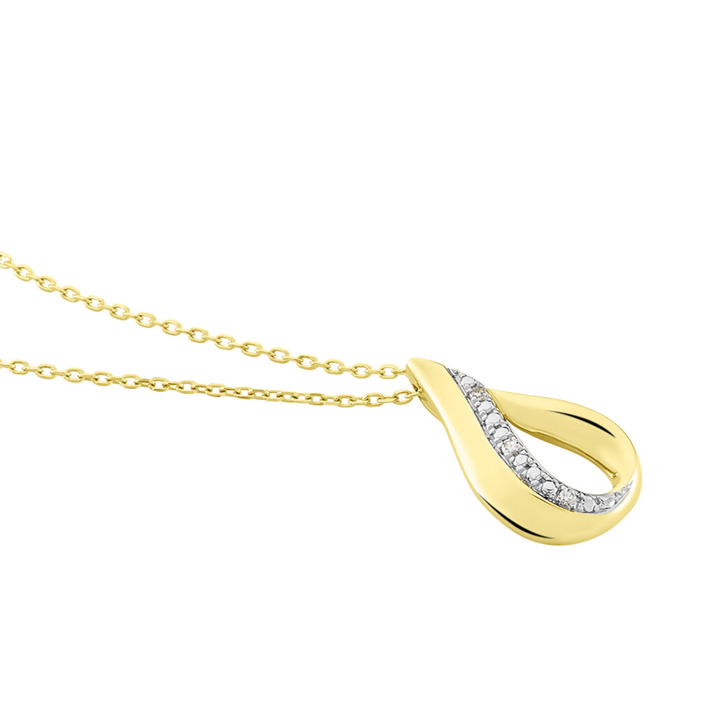 GOCCIE Damen Collier Gold 375 (9 Karat) Diamant Wei&szlig; 0,01 ct B 0,7 mm