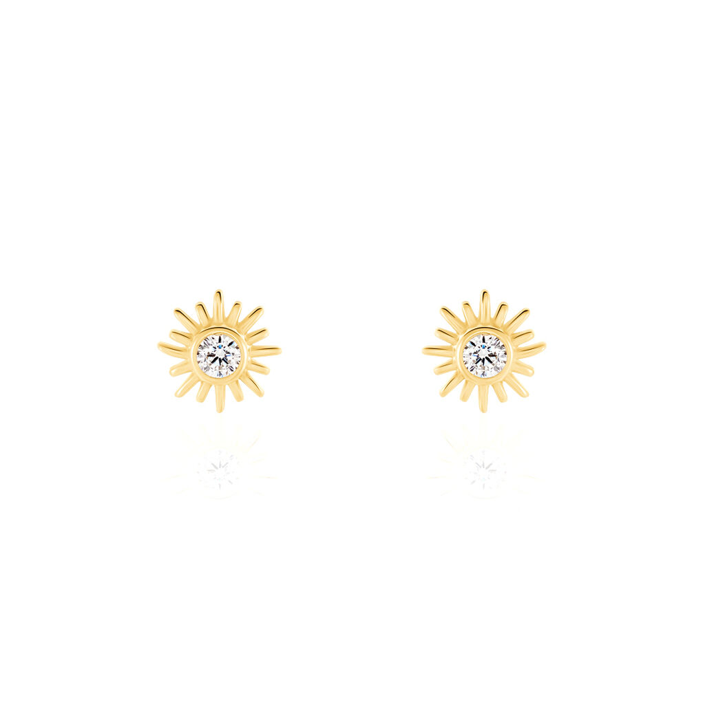 Damen Ohrstecker Silber vergoldet 925 Zirkonia Sonne Sun  - Ohrstecker Damen | OROVIVO