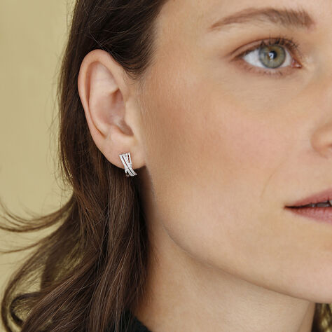 Damen Ohrstecker Weißgold 375 Diamanten 0,17ct gefreuzt Julianne - Ohrstecker Damen | OROVIVO