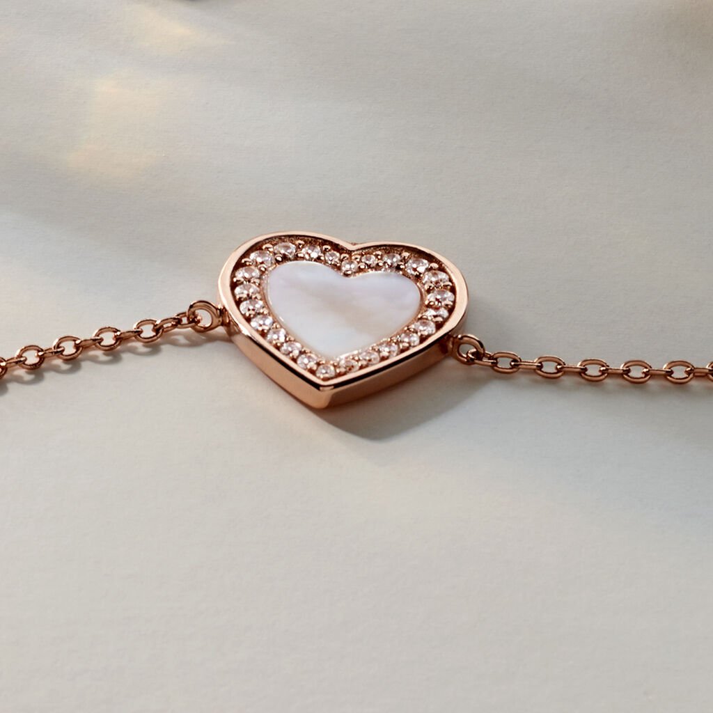 DIANNA Damen Armband Silber rosevergoldet 925 Perlmutt Rosa Perlmutt Herz