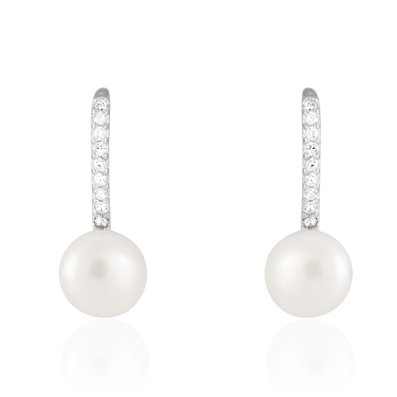 Boucles D'oreilles Pendantes Gwaldys Argent  Perle De Culture Et Oxyde - Spannringe Damen | OROVIVO