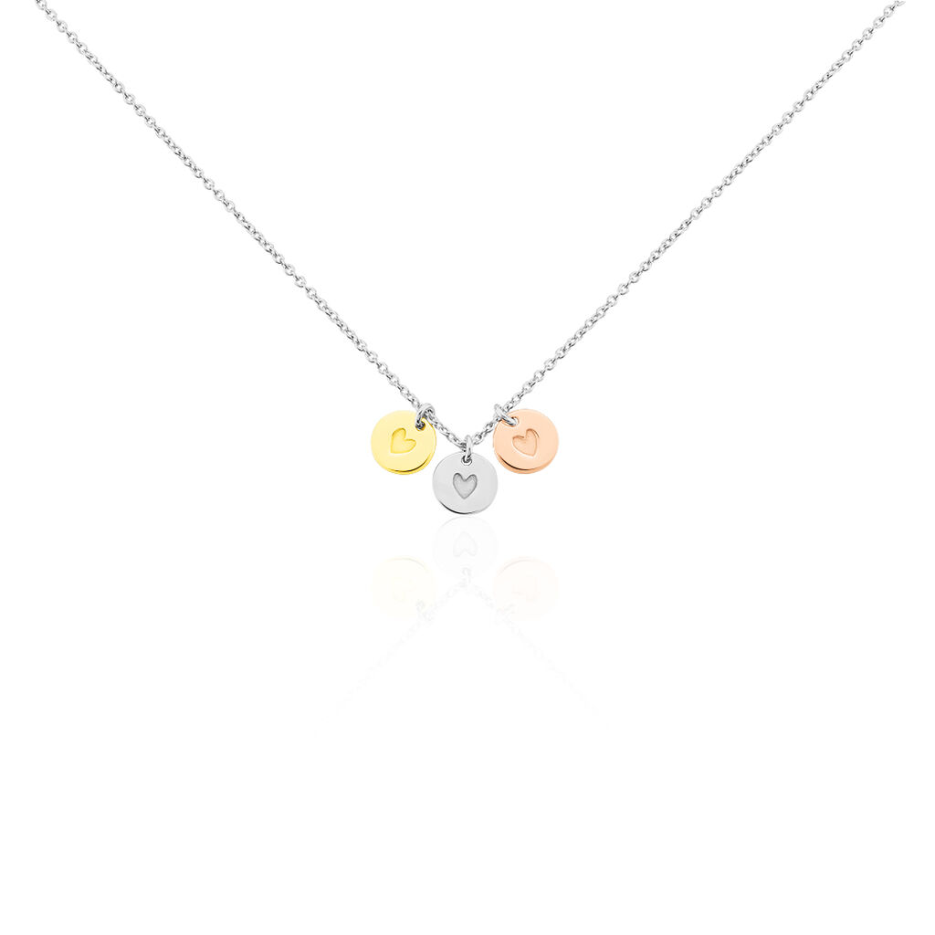 CARO Damen Collier Silber Tricolor 925 Herz