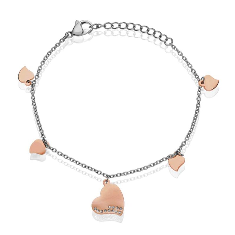 Bracciale Lady Chic Acciaio Bicolore Cuore e Cristalli - Spannringe Damen | OROVIVO