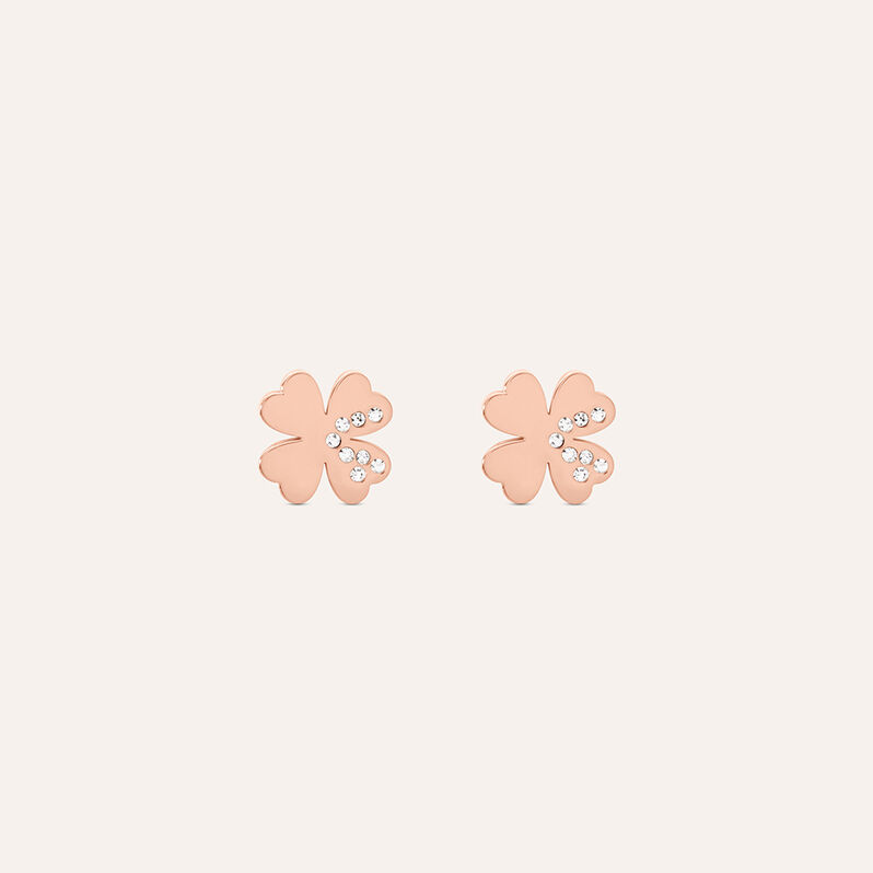 Orecchini Lobo Sunrise Acciaio Bicolore Bianco / Rosa Cristallo - Spannringe Damen | OROVIVO