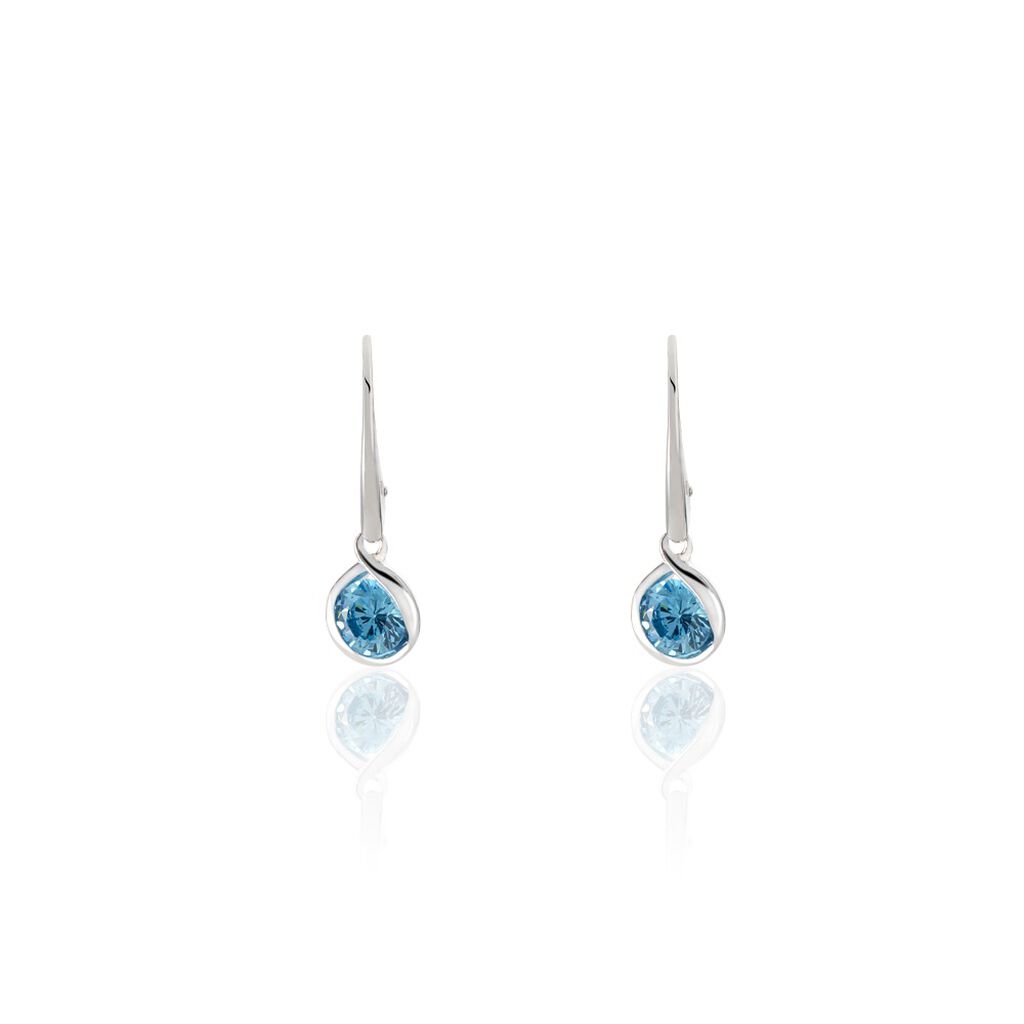 Damen Ohrringe Lang Silber Silber 925 Zirkonia Blau Spirale Sinewa  - Ohrhänger Damen | OROVIVO