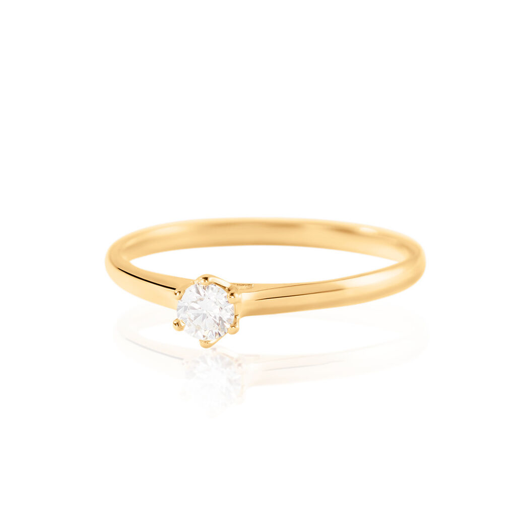 CHARLENE Damen Ring Gold 585 (14 Karat) Diamant Wei&szlig; 0,15 ct B 1,6 mm