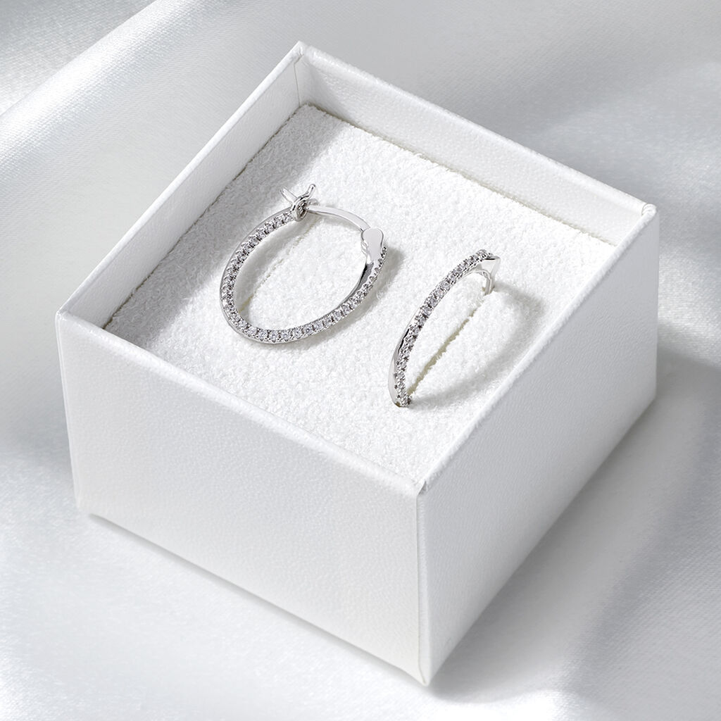 HOOPSA Damen Creolen Silber Silber 925 Zirkonia Wei&szlig; 0,58 ct B 22,6 mm