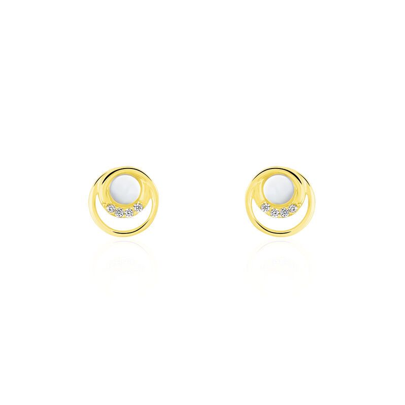 Boucles D'oreilles Puces Kamilka Or Jaune Nacre Et Oxydes - Spannringe Damen | OROVIVO
