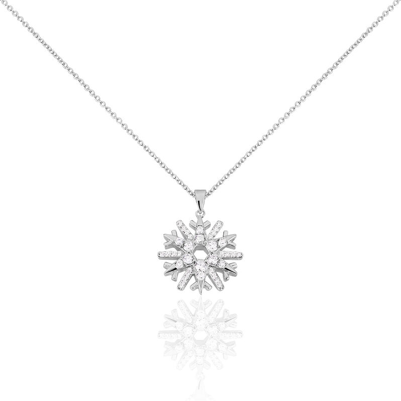 ELSA 4 Damen Collier Silber 925 Zirkonia Wei&szlig; 0,3 ct Schneeflocke - Halsketten Damen | OROVIVO