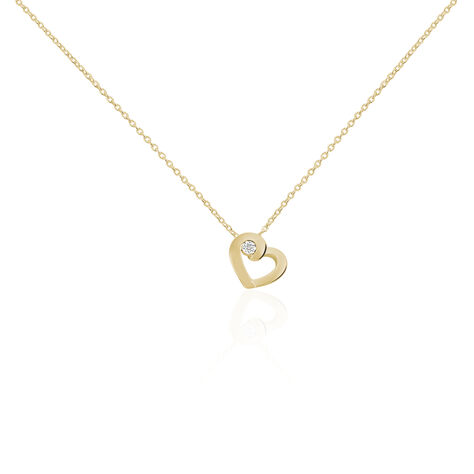 Damen Collier Silber vergoldet 925 Diamant 0,01ct Herz Celine 2 1,31mm 47cm - Halsketten Damen | OROVIVO