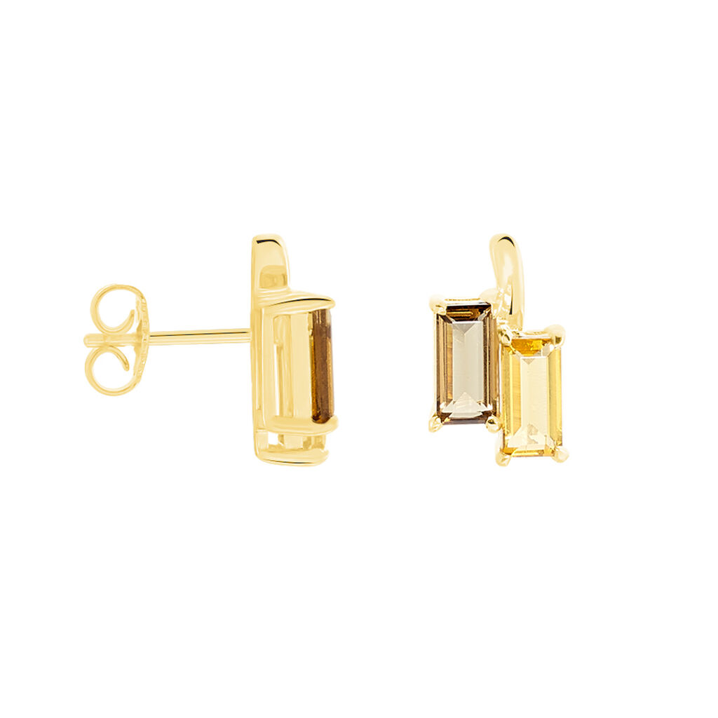 Damen Ohrstecker Silber vergoldet 925 Citrin Cognac 0,66ct Rechteckig Frankan  - Ohrstecker Damen | OROVIVO