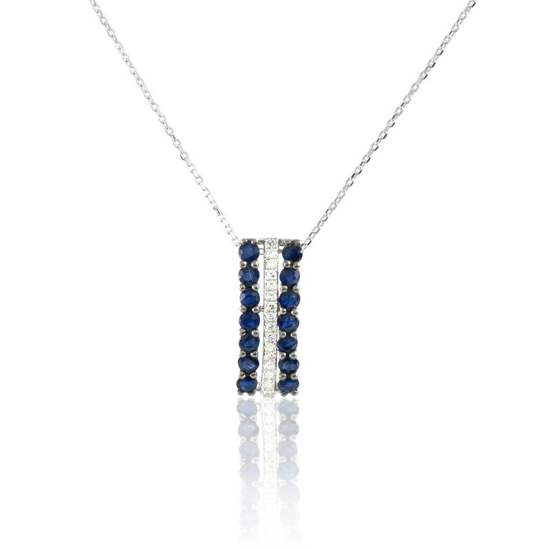 Collier Nadinaae Or Blanc Saphir Diamant - Spannringe Damen | OROVIVO