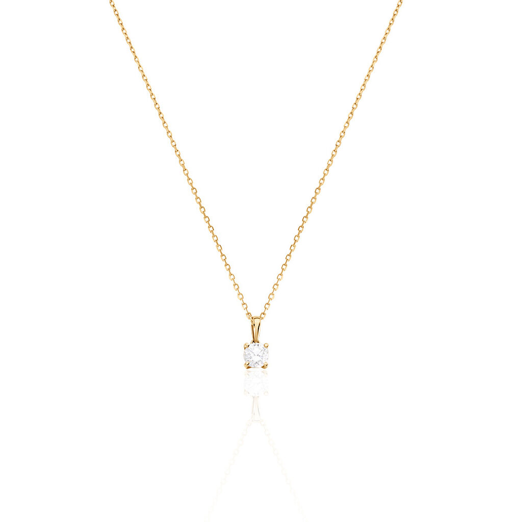 🦚 AURELA Damen Collier Gold 585 (14 Karat) Synthetischer Diamant Weiß 0,25 ct, Collier mit Stein