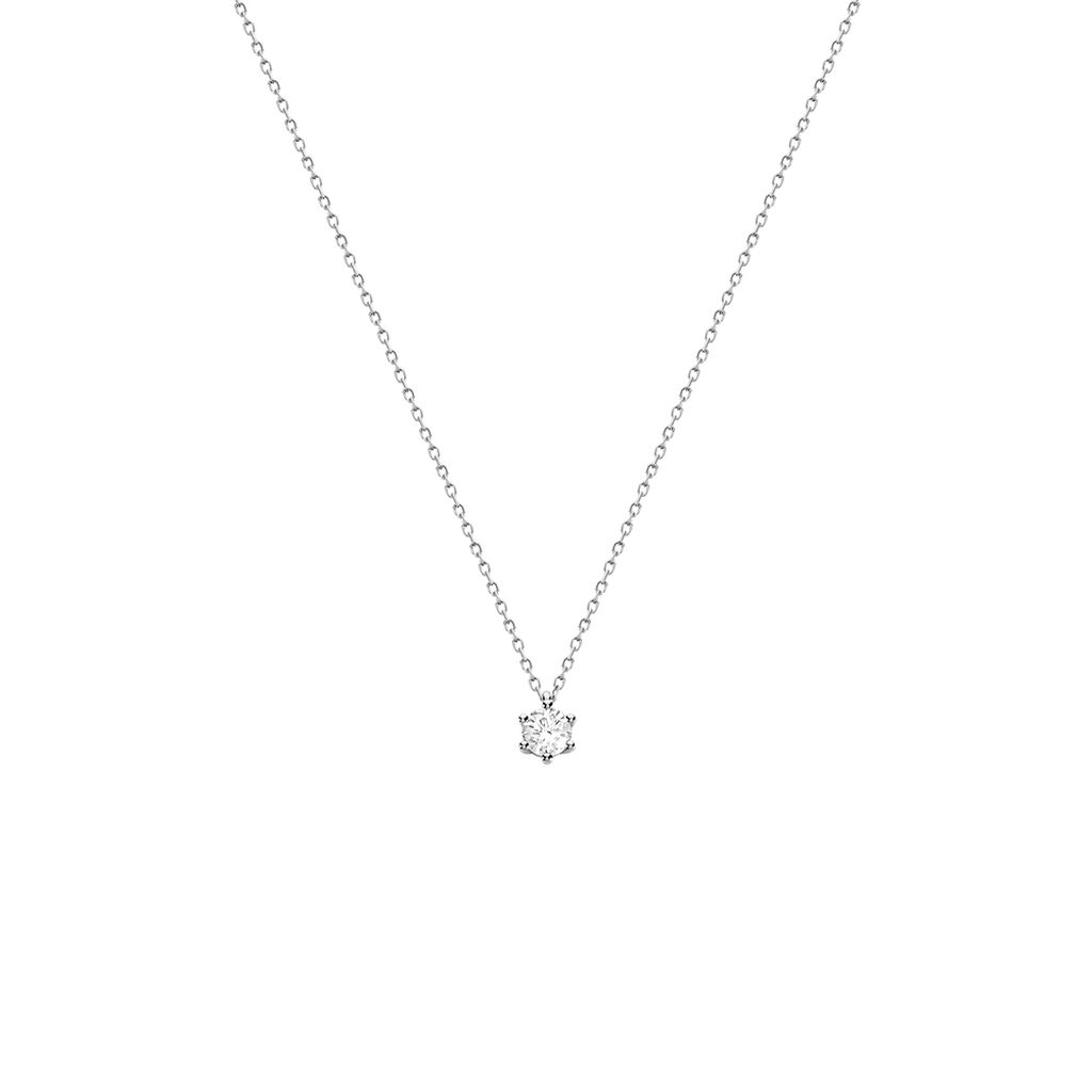 Sonate Damen Collier Wei&szlig;gold 585 (14 Karat) Synthetischer Diamant Wei&szlig; 0,26 ct