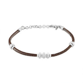 Herren Lederarmband Silber 925 Braun - Lederarmbänder Herren | OROVIVO