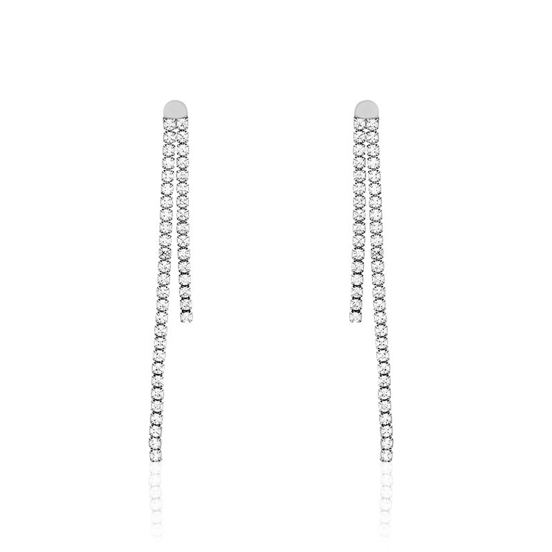 Boucles D'oreilles Pendantes Diangaae Argent Blanc Oxyde De Zirconium - Spannringe Damen | OROVIVO