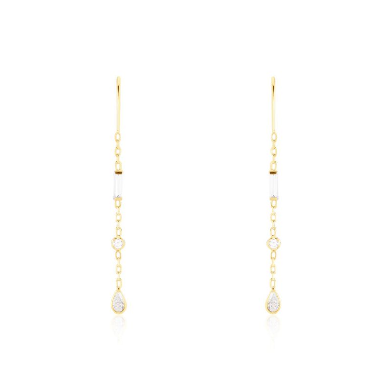 Boucles D'oreilles Pendantes Otso Or Jaune Oxyde De Zirconium - Spannringe Damen | OROVIVO