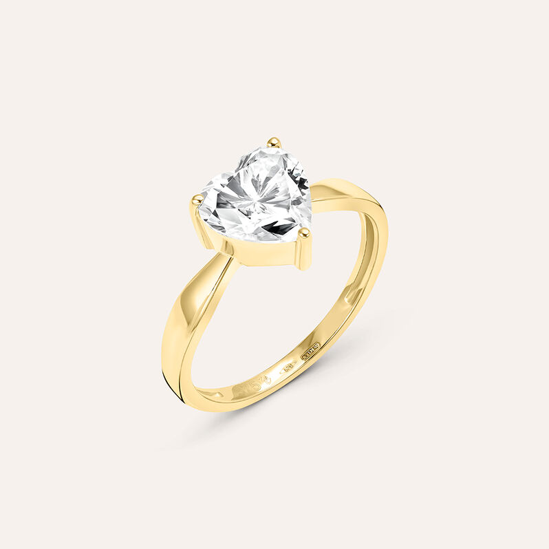 Anello Solitario Claire Oro Giallo Cubic Zirconia - Spannringe Damen | OROVIVO
