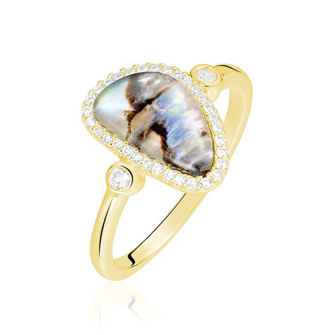 Damenring Silber 925 Vergoldet Zirkonia Perlmutt - Ringe mit Stein Damen | OROVIVO