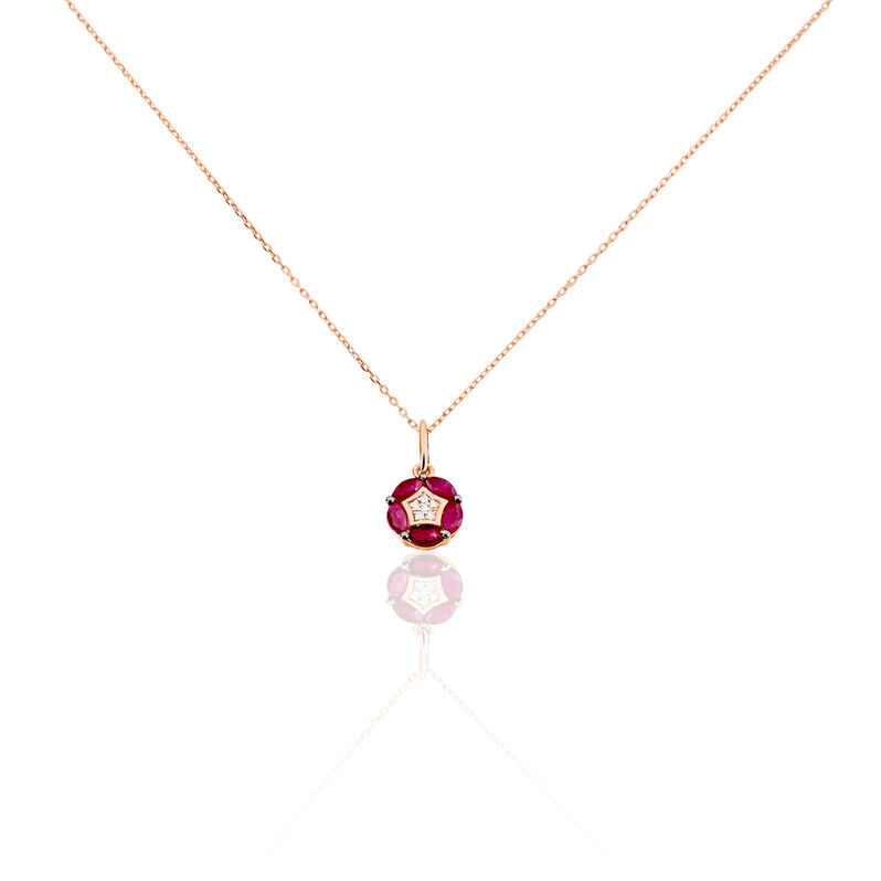 Collier Milana Or Rose Rubis Et Diamant - Spannringe Damen | OROVIVO