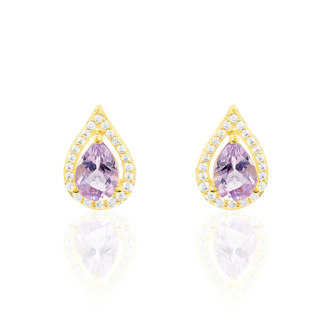 Boucles D'oreilles Pendantes Anoushka Or Jaune Amethyste Et Oxyde - Spannringe Damen | OROVIVO