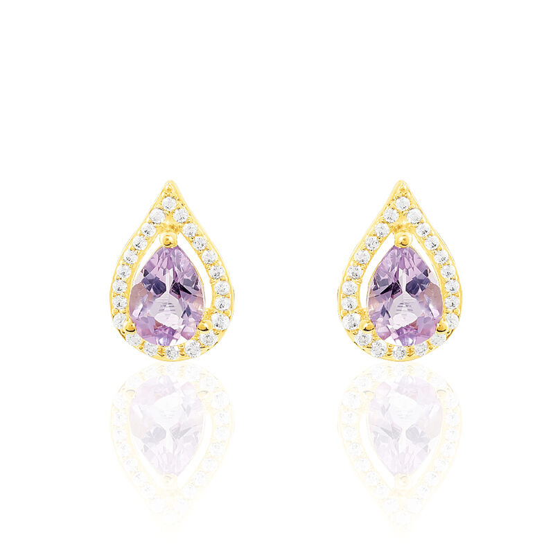 Boucles D'oreilles Pendantes Anoushka Or Jaune Amethyste Et Oxyde - Spannringe Damen | OROVIVO