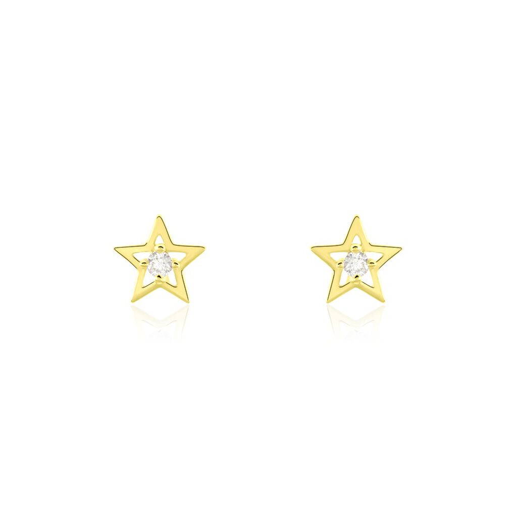 Ohrstecker Gold 375 Zirkonia Stern, Ohrstecker mit Stein