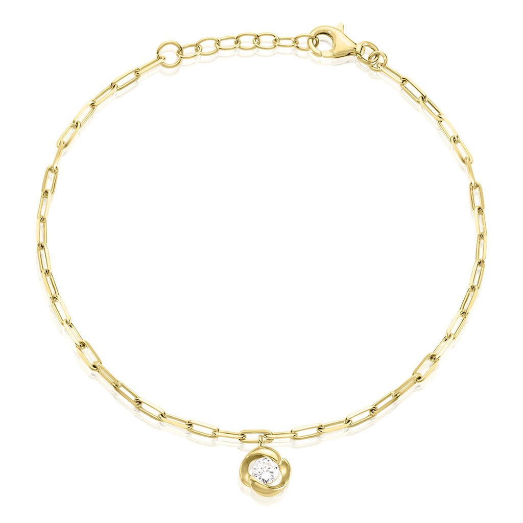 LUCY Damen Armband Silber vergoldet 925 Zirkonia Weiß 0,400 ct Blume, Armband mit Stein