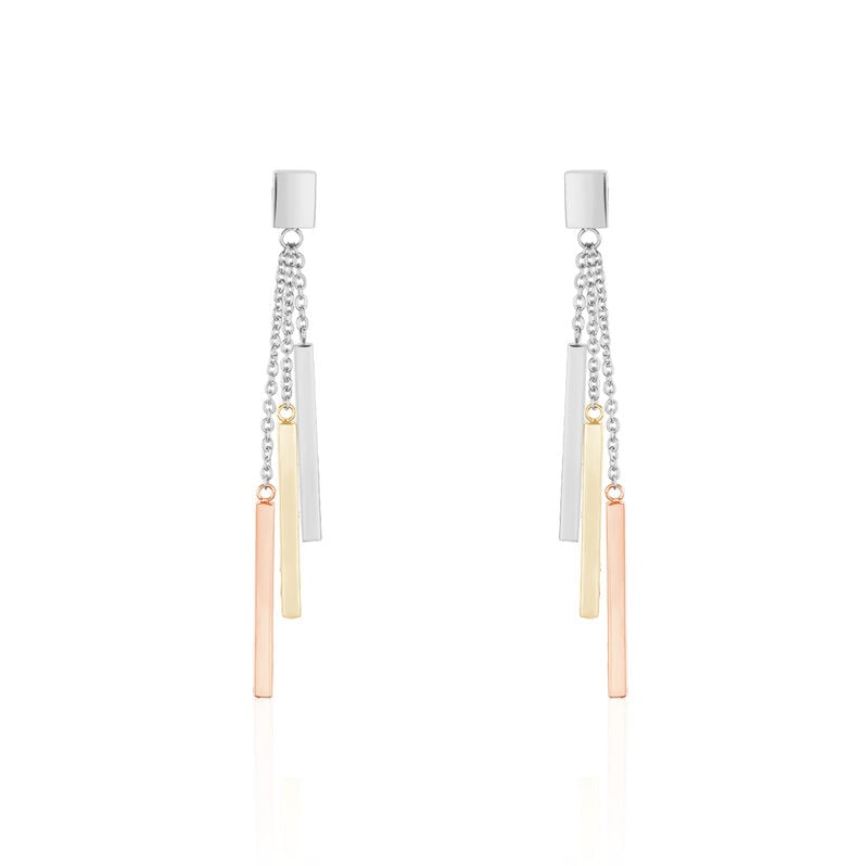 AMBER Damen Ohrringe Lang Edelstahl Tricolor - Spannringe Damen | OROVIVO