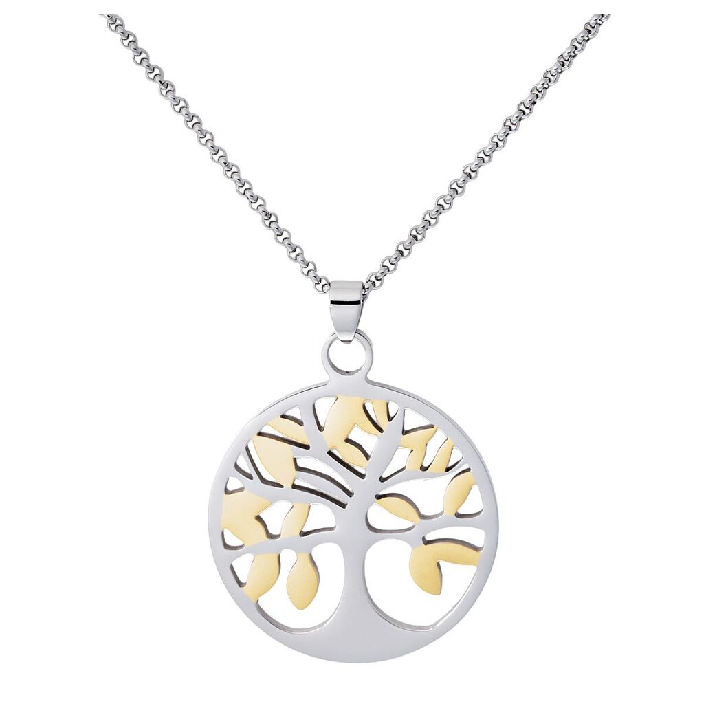 Thumbnail - Damen Halskette Edelstahl Bicolor Lebensbaum, Collier ohne Stein