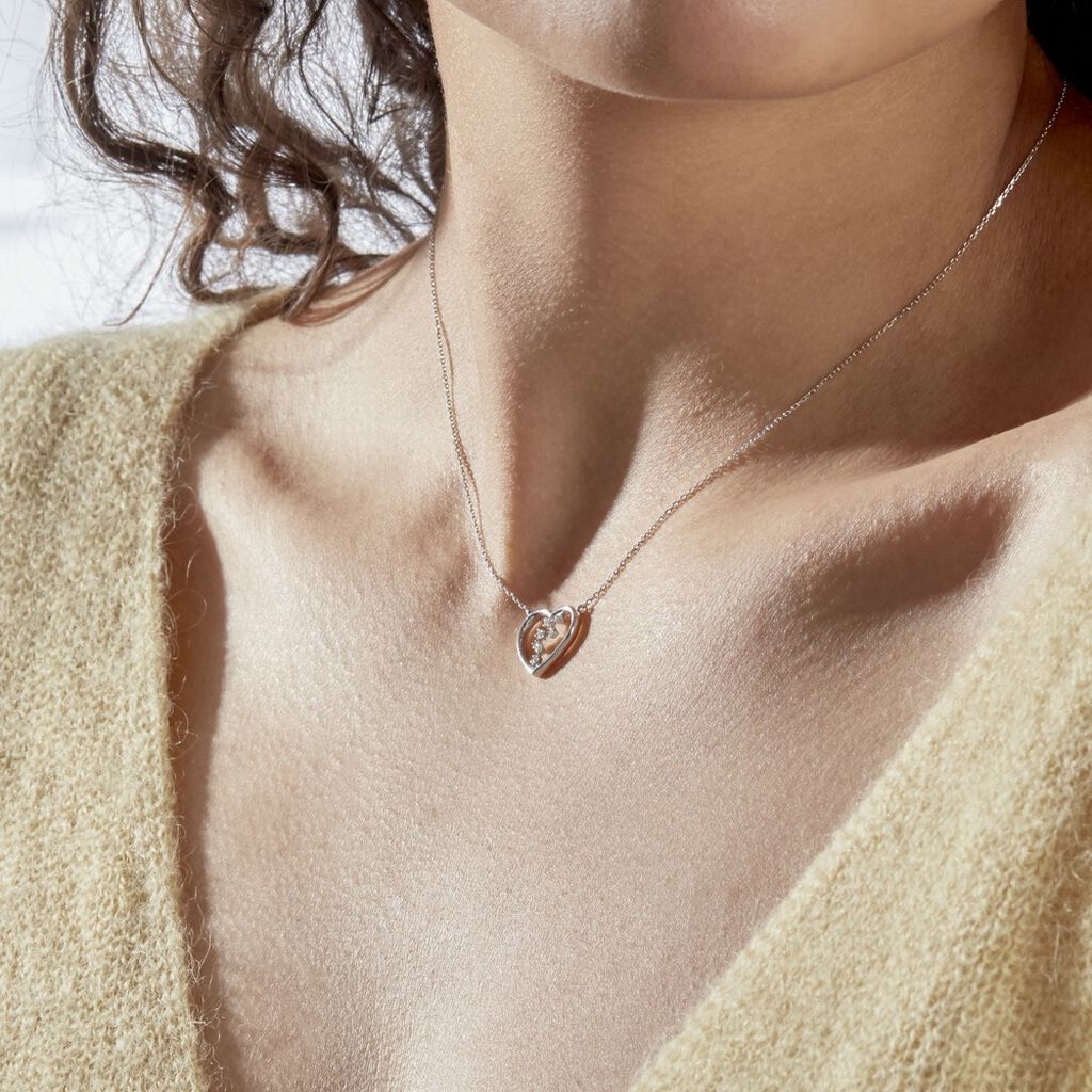 Collier Or Weiss Modana Coeur Diamant - Spannringe Damen | OROVIVO