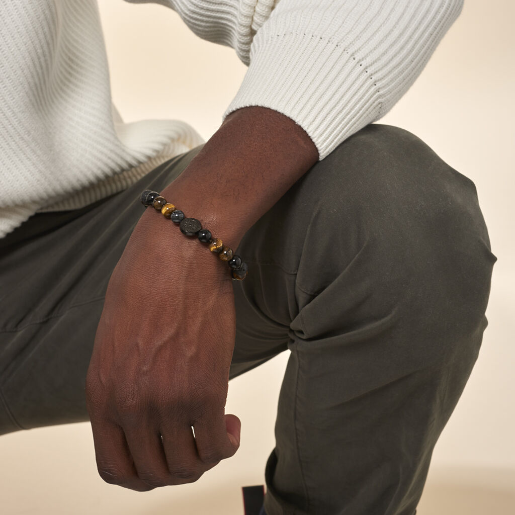 Bracelet Jourdan Yasur Boules œil De Tigre - Spannringe Herren | OROVIVO