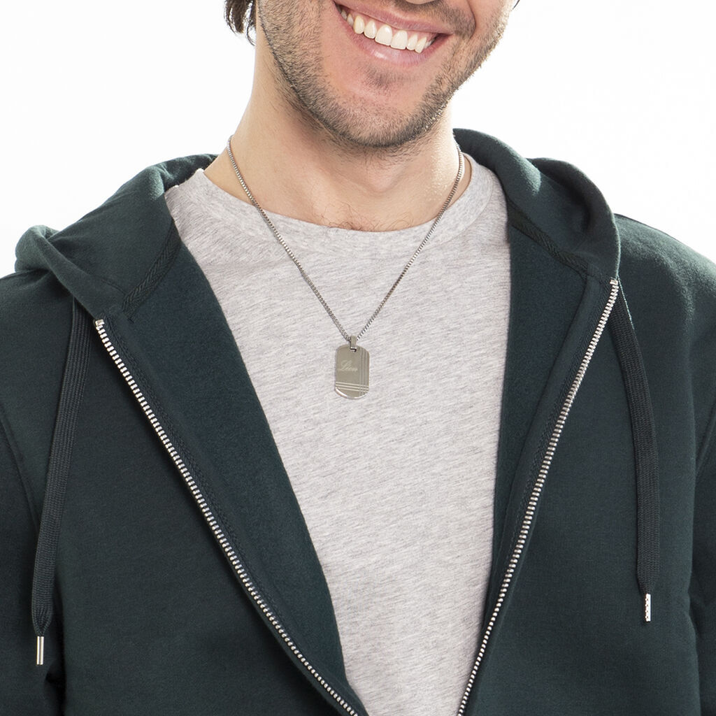 Herren Kette Edelstahl Dog Tag Gravur - Halsketten Herren | OROVIVO