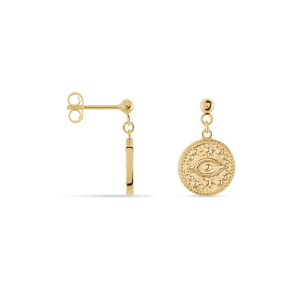 Boucles D'oreilles Plaque Or Taneya Pendantes Formes Rondes - Spannringe Damen | OROVIVO