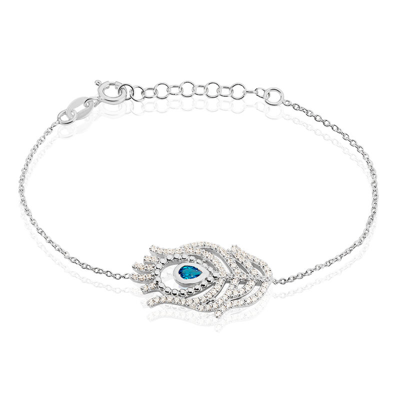 Bracelet Argent Rhodie Peacock Plume - Spannringe Damen | OROVIVO