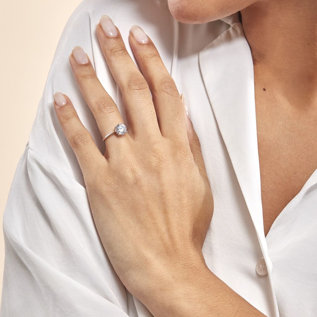 Bague Solitaire Abriel Or Blanc Oxyde De Zirconium - Spannringe Damen | OROVIVO