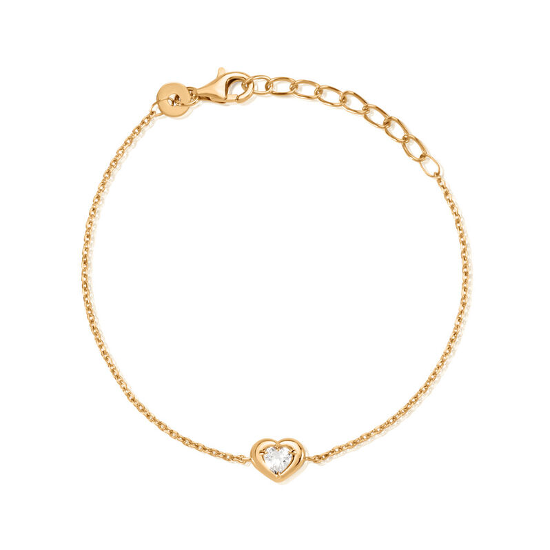 DINA Damen Armband Vergoldet Zirkonia Wei&szlig; Herz - Armb&auml;nder mit Anh&auml;nger Damen | OROVIVO