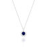 ELOISE Damen Collier Silber 925 Synthetischer Stein Blau 1,46 ct Blume B 1,2 mm