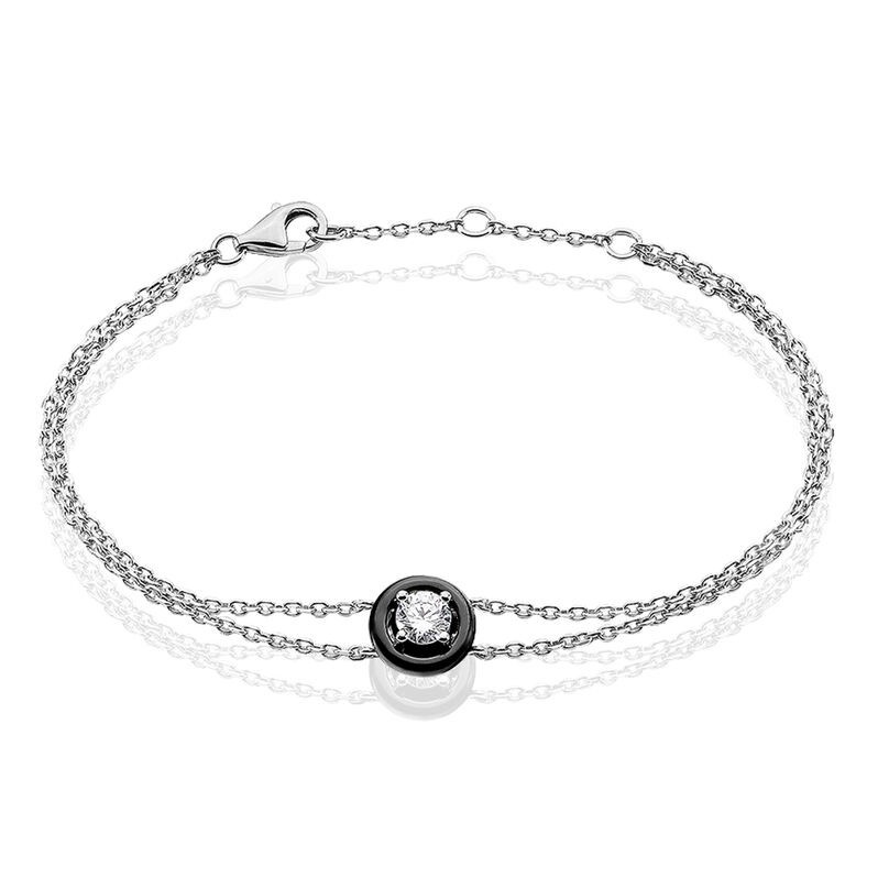 Bracelet Clio Argent Blanc Céramique Et Oxyde De Zirconium - Spannringe Damen | OROVIVO