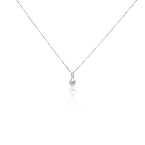 Damen Halskette Weißgold 585 Diamanten Zuchtperle - Halsketten Damen | OROVIVO
