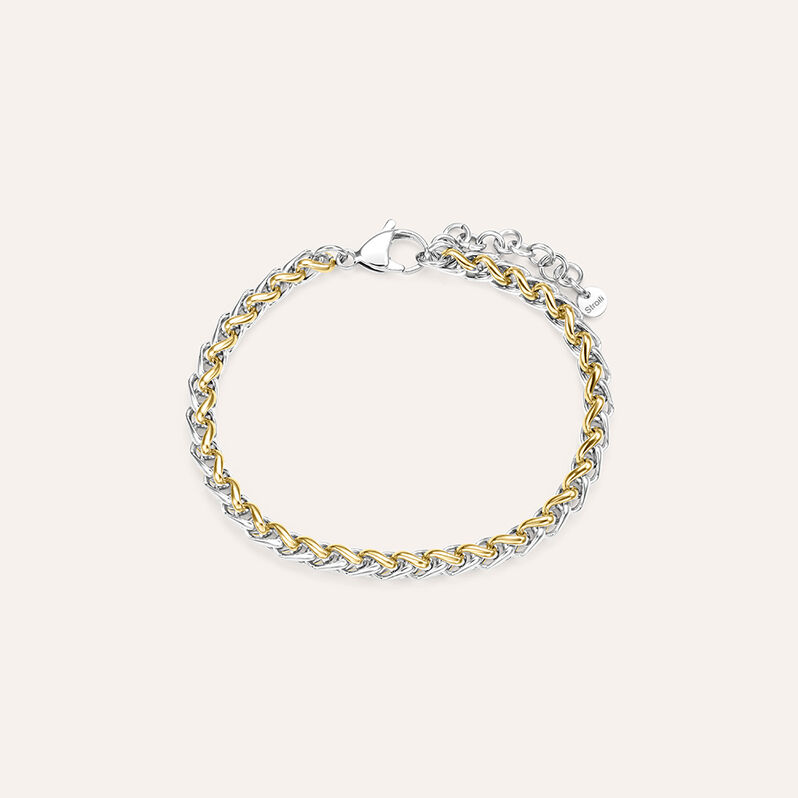Bracciale Catena Man Code Acciaio Bicolore Dorato / Bianco - Spannringe Herren | OROVIVO