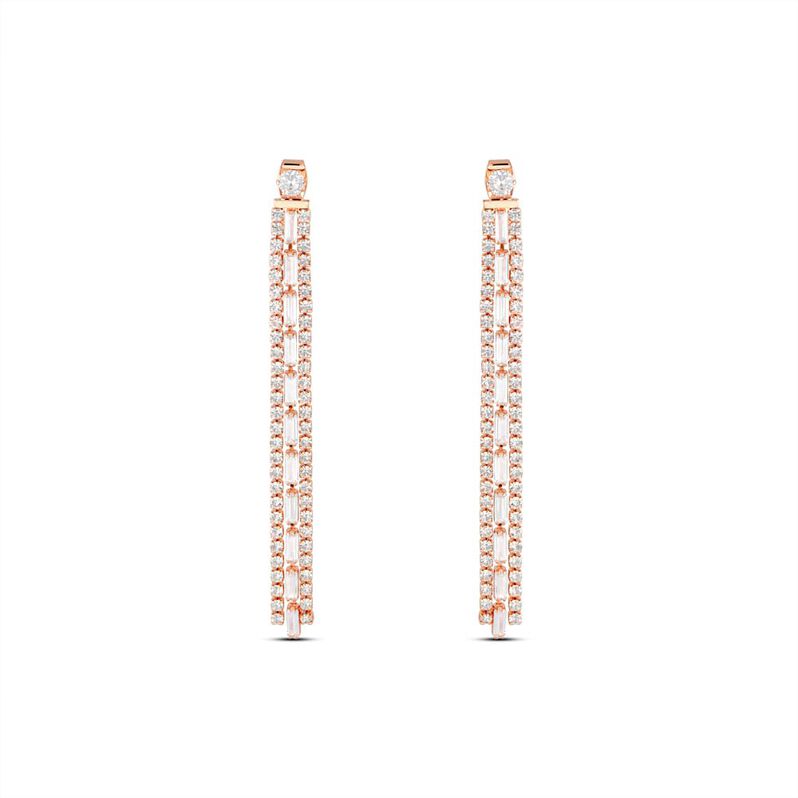 Orecchini Pendenti Tennis Romantic Shine Metallo Rosa Cristallo - Spannringe Damen | OROVIVO