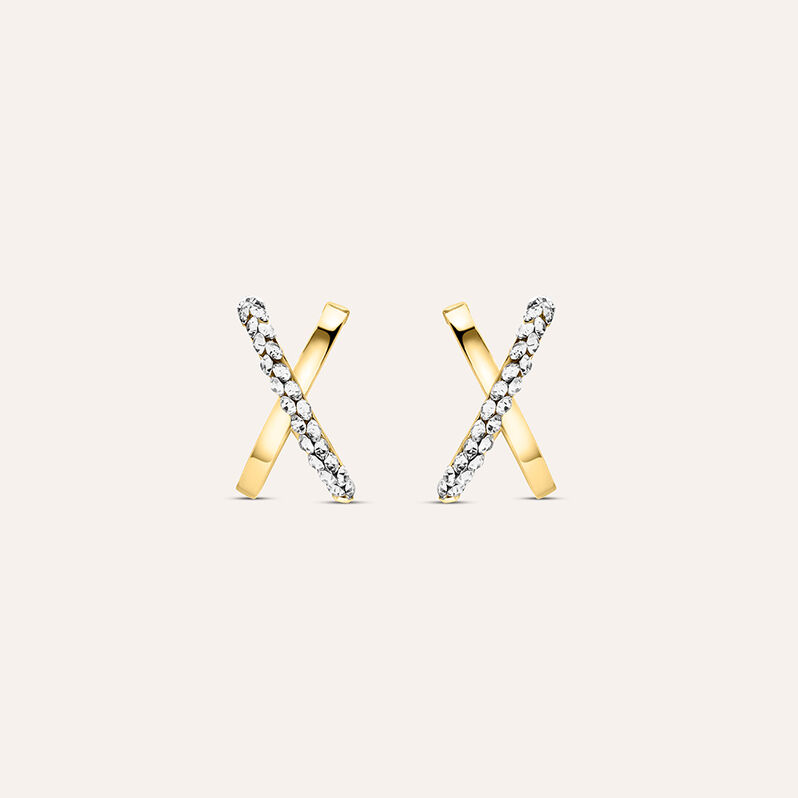 Orecchini A Cerchio Crystal Gold Oro Giallo Cristallo - Spannringe Damen | OROVIVO