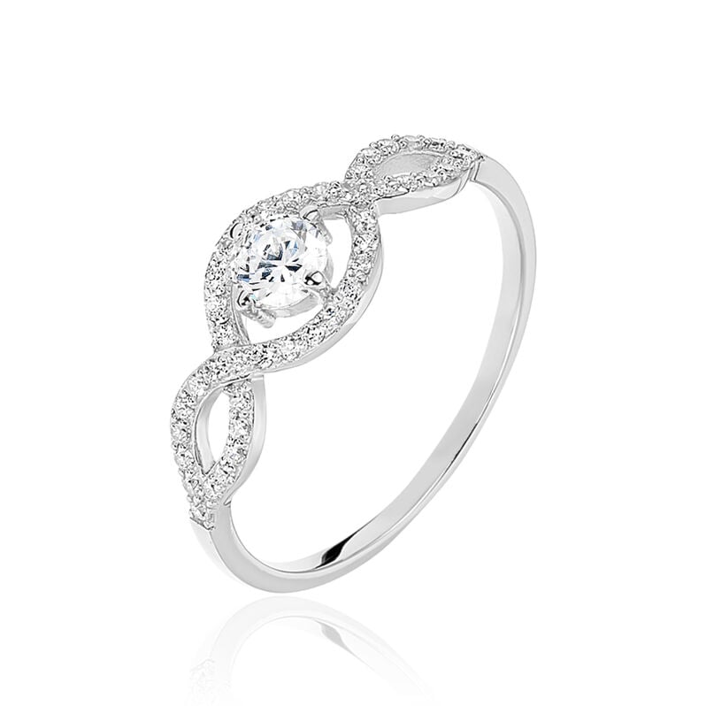 KATERINA Damen Ring Silber 925 Zirkonia Wei&szlig; 0,09 ct Welle - Verlobungsringe Damen | OROVIVO